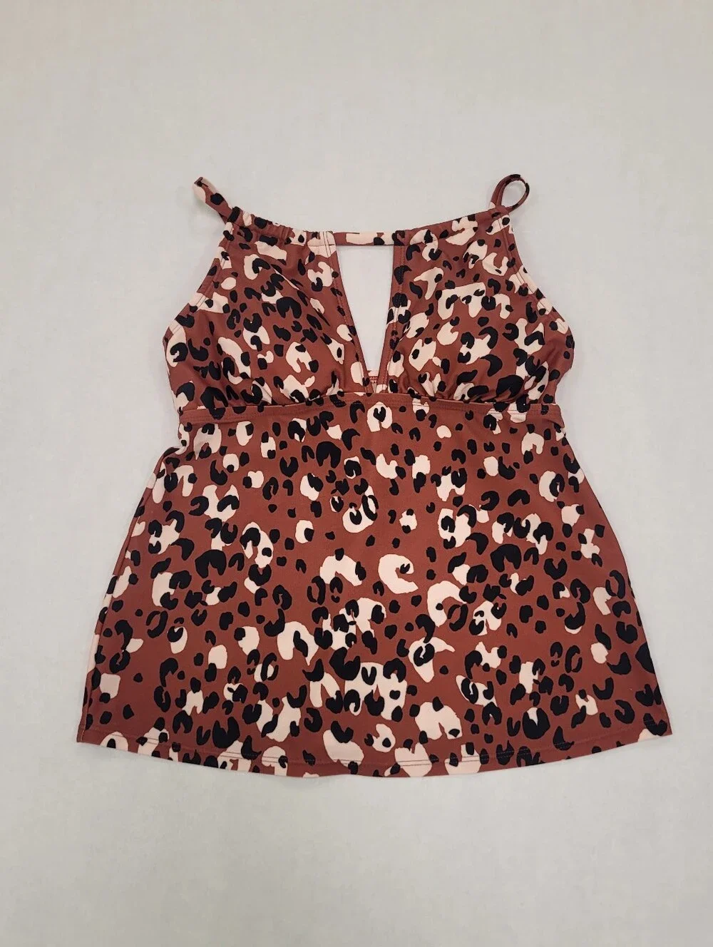 Kona Sol Leopard Print High Neck Keyhole Tankini